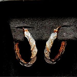 Silver and brass small hoop earrings